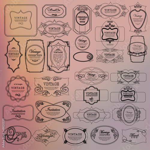 set retro vintage ribbons and label