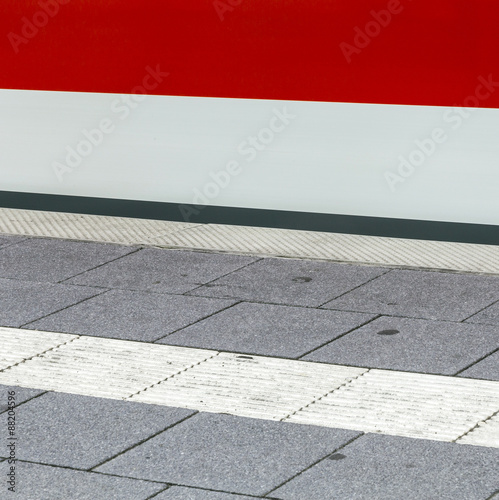 detail of train fast moving at station