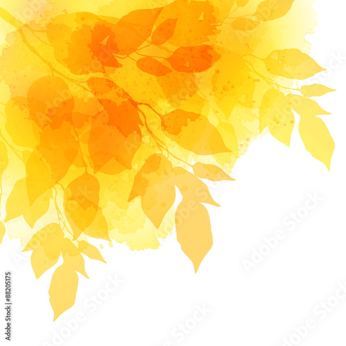 Fall leafs watercolor vector background