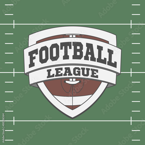 Football Label on green Field Background