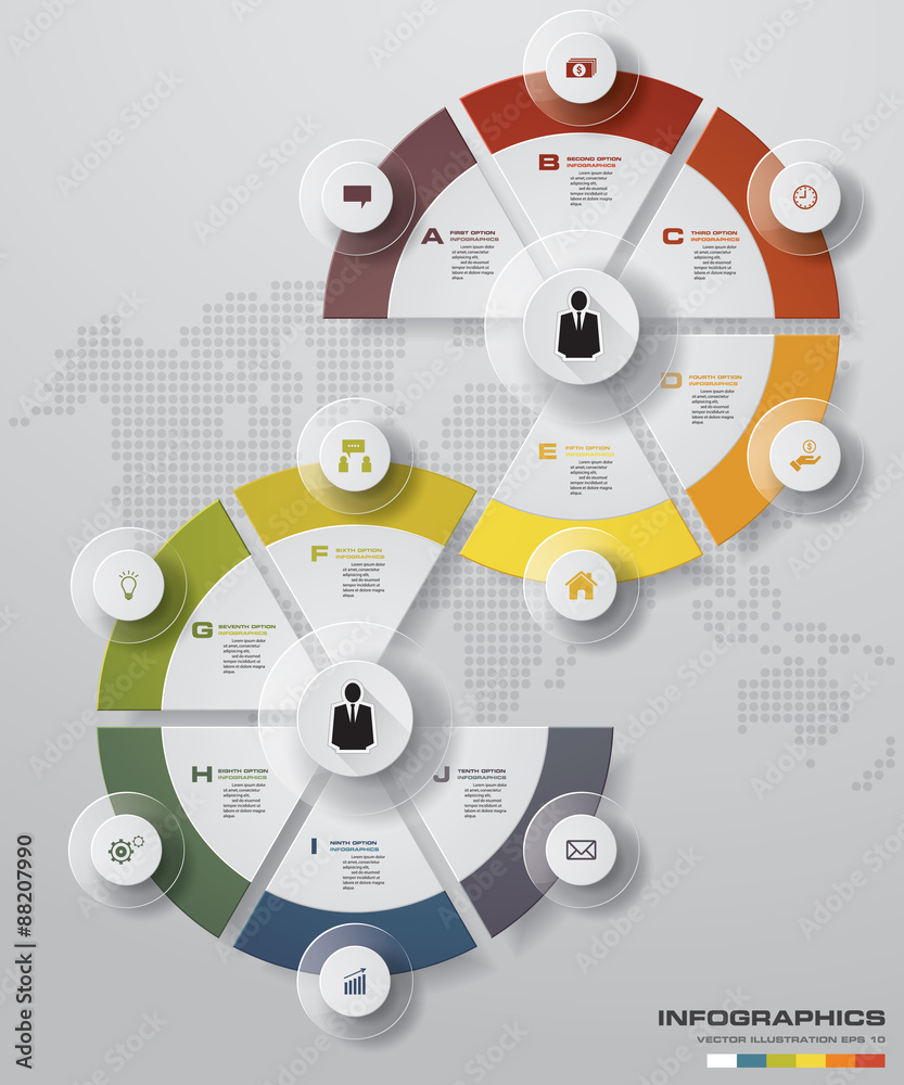 Fototapeta premium 10 Steps chart template/graphic or website layout. Vector.