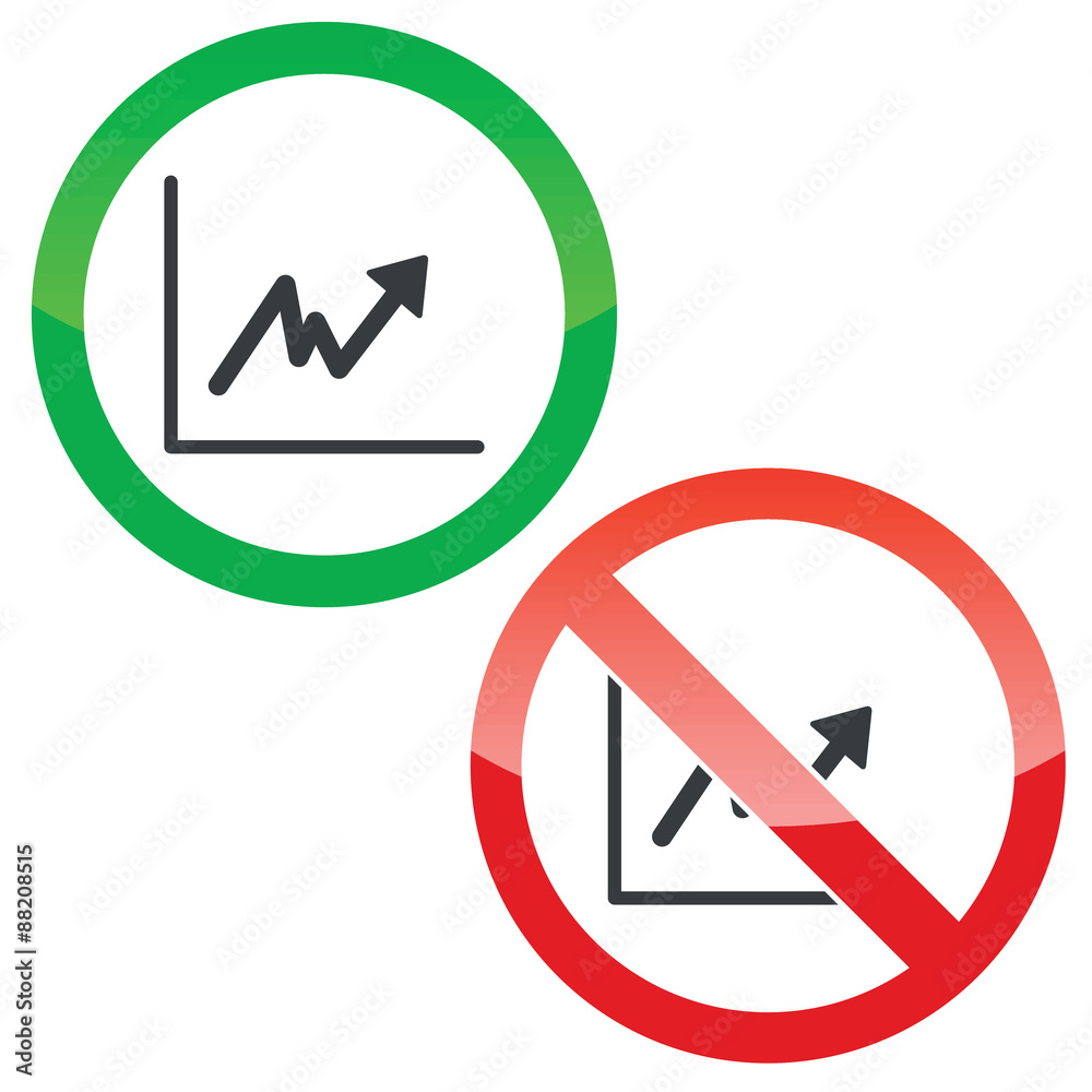 Rising graphic permission signs set Rising graphic permission signs set