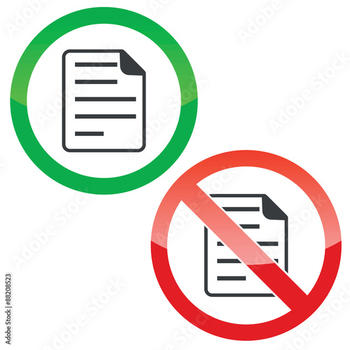 Document permission signs set
