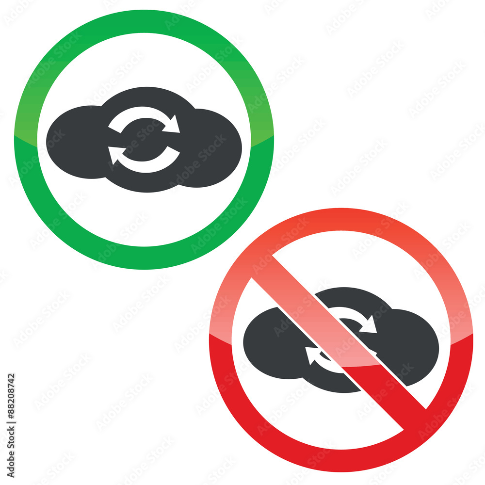 Cloud exchange permission signs set Cloud exchange permission signs set
