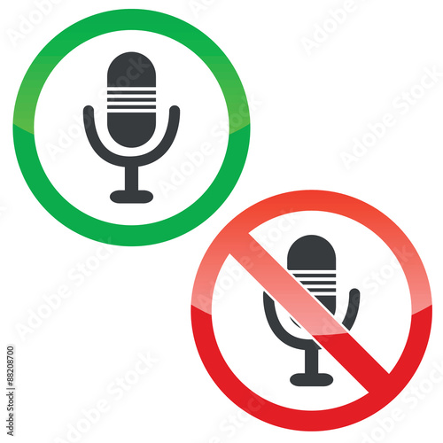 Microphone permission signs set