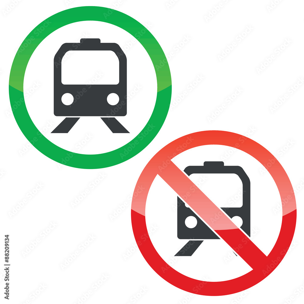 Train permission signs set Train permission signs set