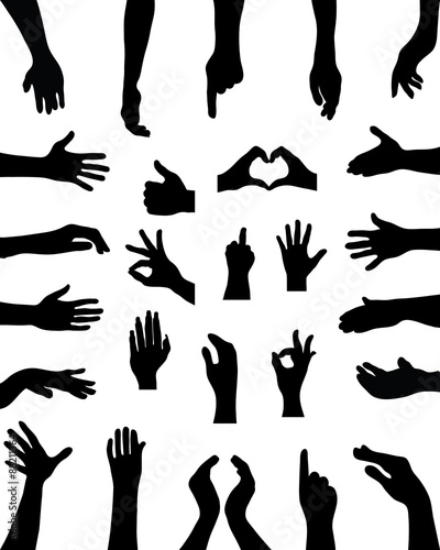 Black silhouettes of hands, vector