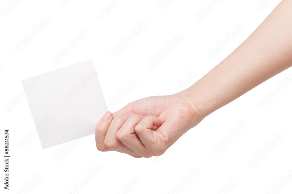 Fototapeta premium Paper card in woman hand