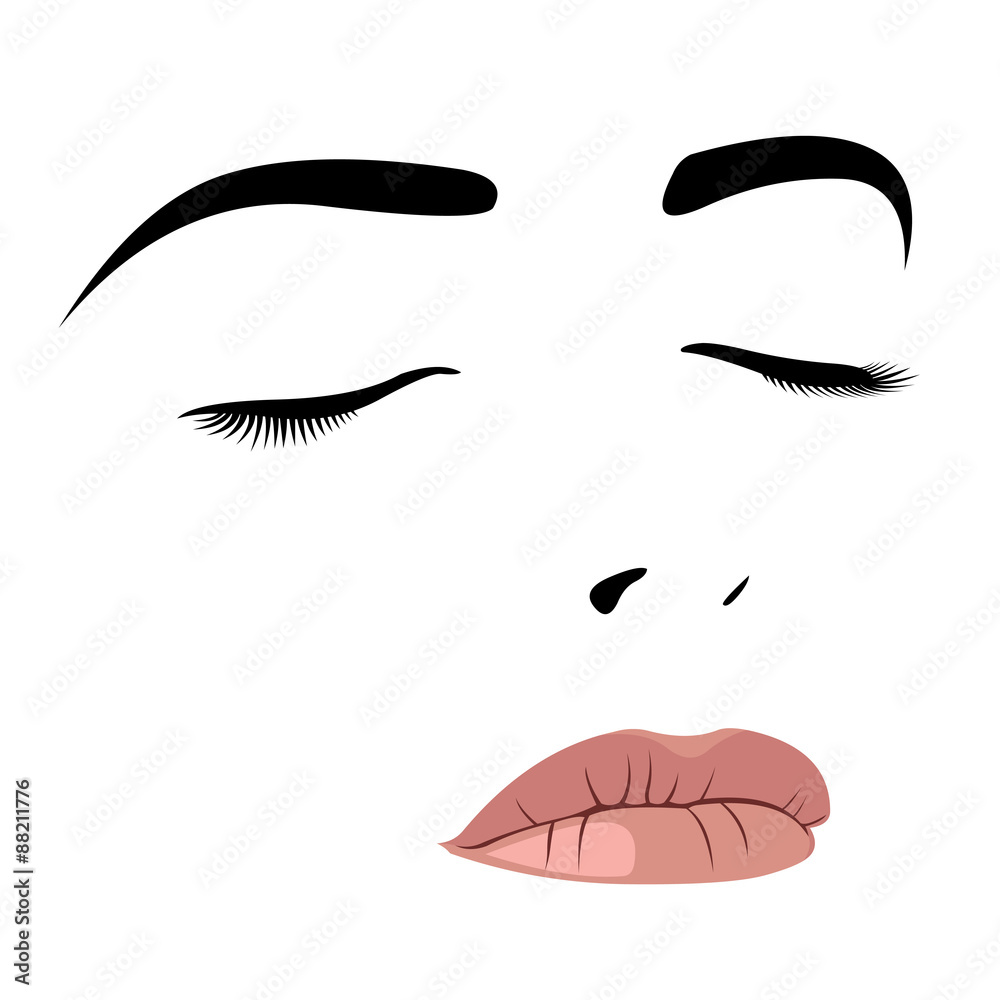 Young beauty woman with closed eyes. Easy editable layered vector illustration. Young beauty woman with closed eyes. Easy editable layered vector illustration.