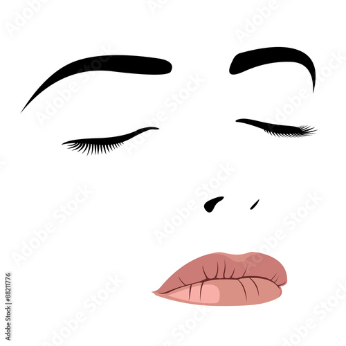 Young beauty woman with closed eyes. Easy editable layered vector illustration. 