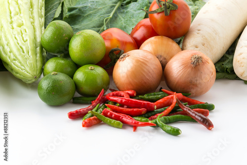 mix vegetable on white background