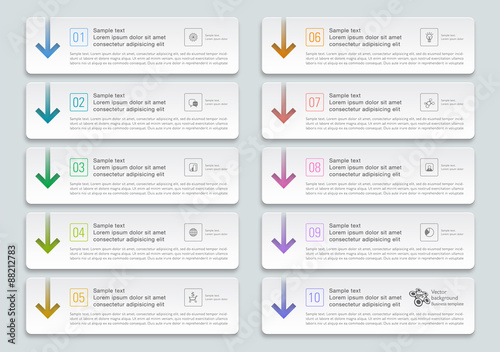 Infographics Vector Arrow Buttons, 10-Step