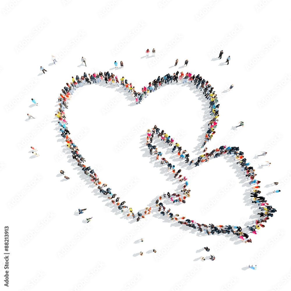 people in the shape of heart . people in the shape of heart .