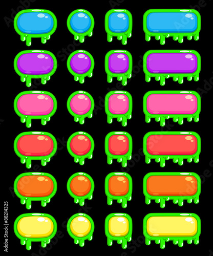 Funny slimy colorful buttons set