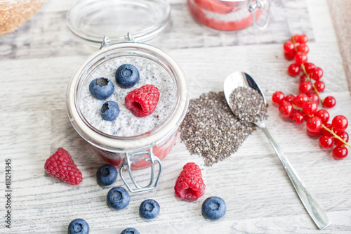 Chia seed pudding with berries