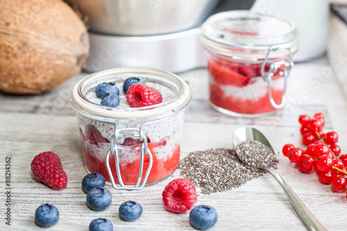 Chia seed pudding with berries