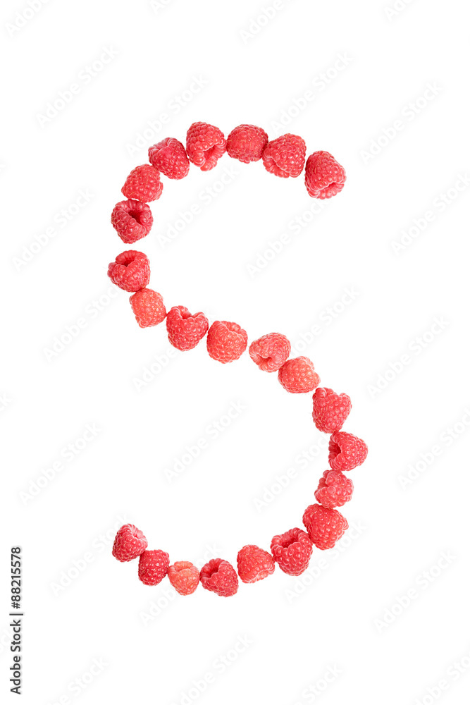 Letter S made from raspberry Letter S made from raspberry