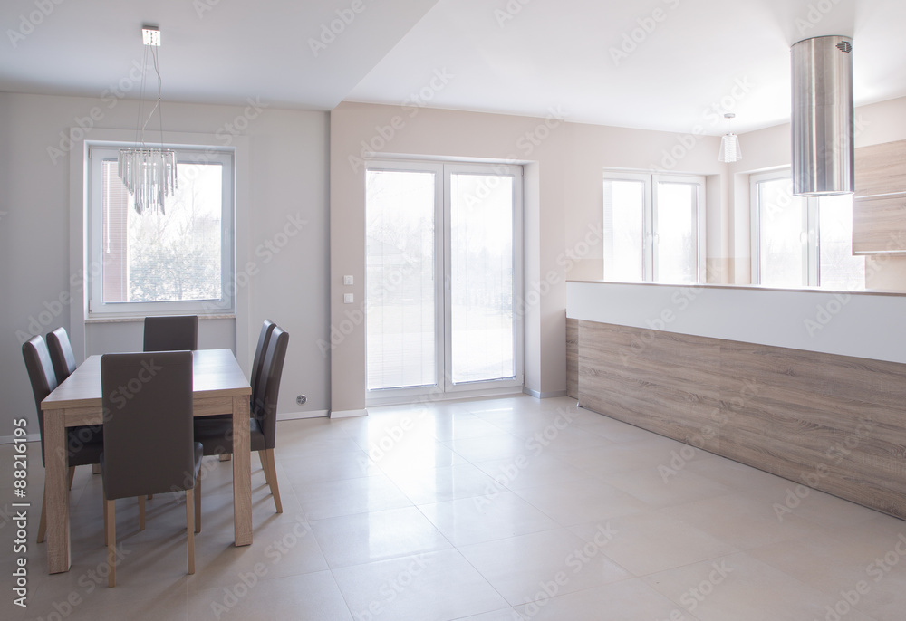 Fototapeta premium Dining space in minimalistic house