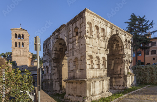 Canvas Print Arch of Janus and church San Giorgio in Velabro in Rome, Italy