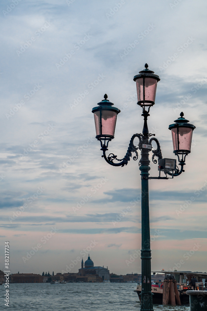 lantern on the waterfront in Venice