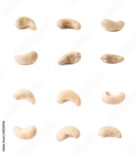 Single cashew nuts isolated