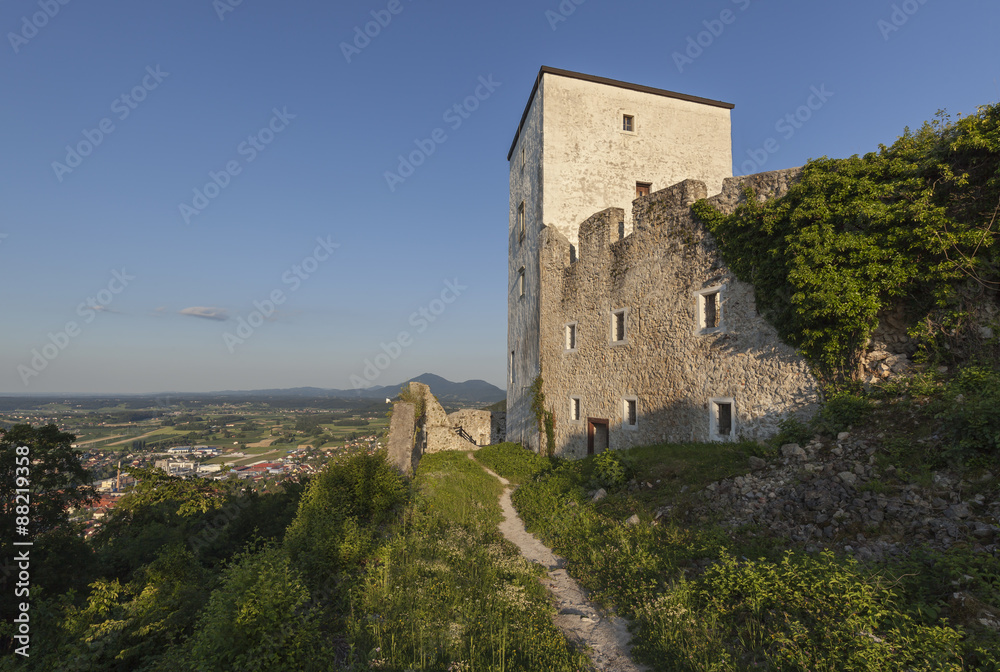 Ruins of old medieval castle in Slovenske Konjice. Slovenia