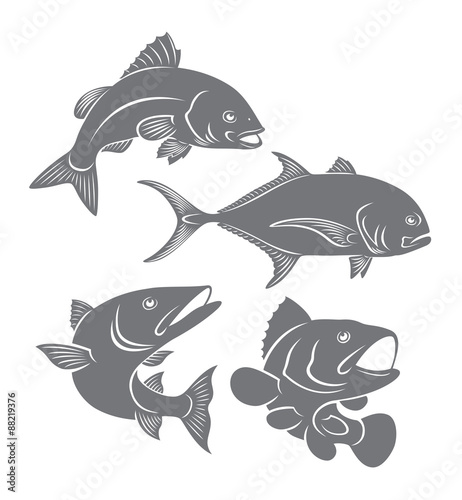  silhouettes of sea fishes