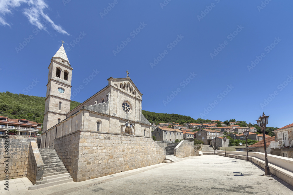 Parish church in Smokvica on Korcula island in Dalmatia, Croatia