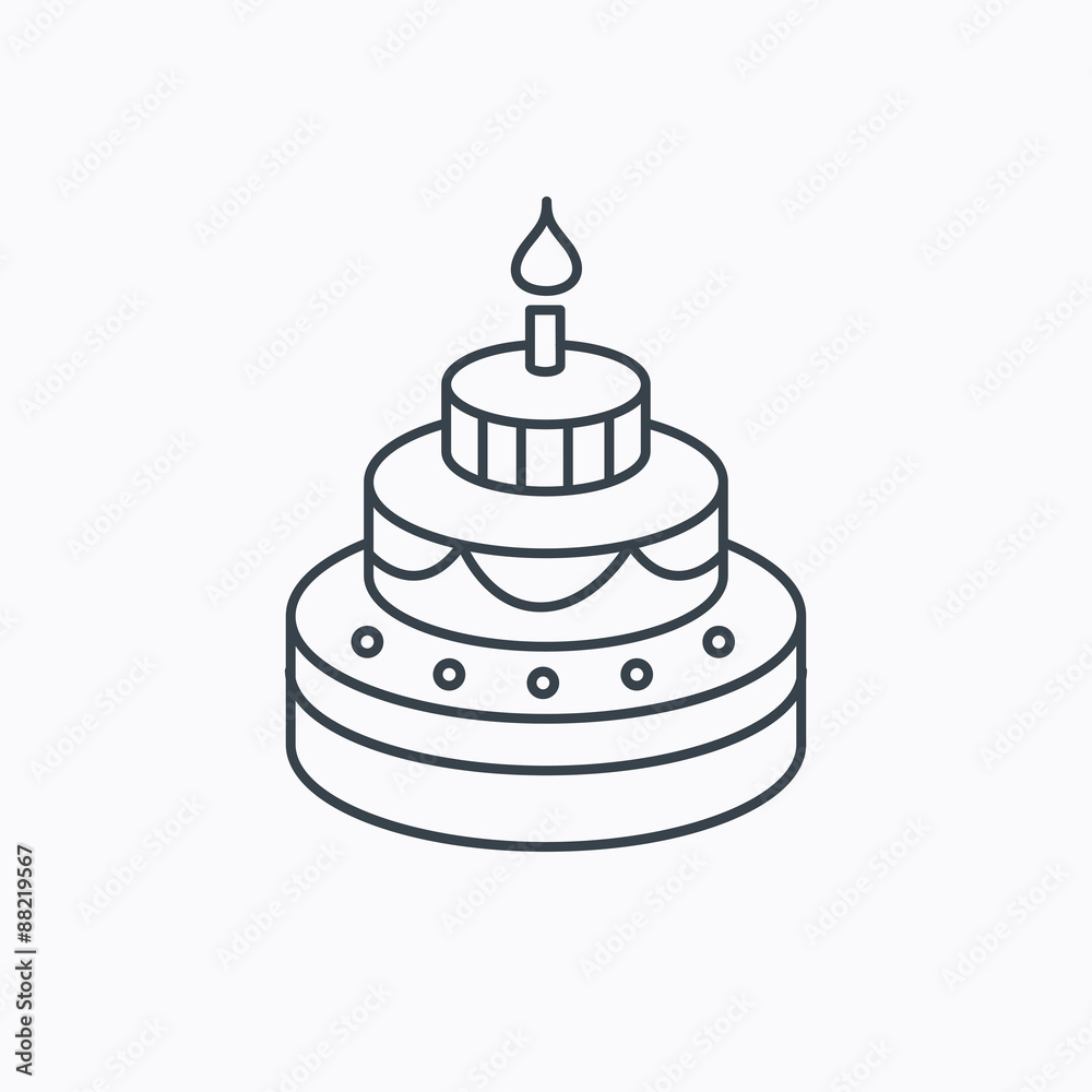 Cake icon. Birthday delicious dessert sign. Cake icon. Birthday delicious dessert sign.