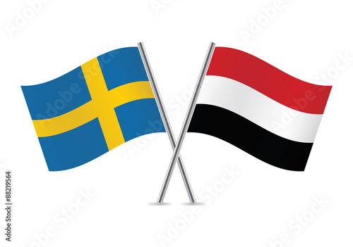 Free Download Yemen and Sweden flags. Vector illustration. - GFXLoad
