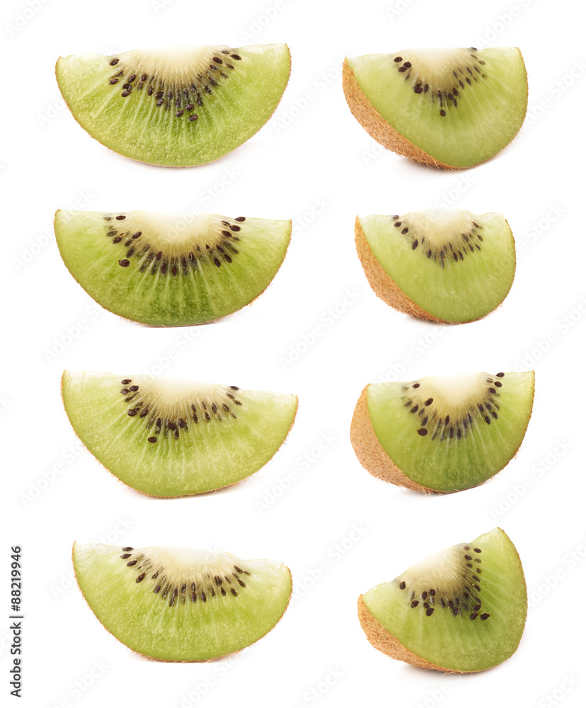 Fototapeta premium Sliced kiwifruit section isolated