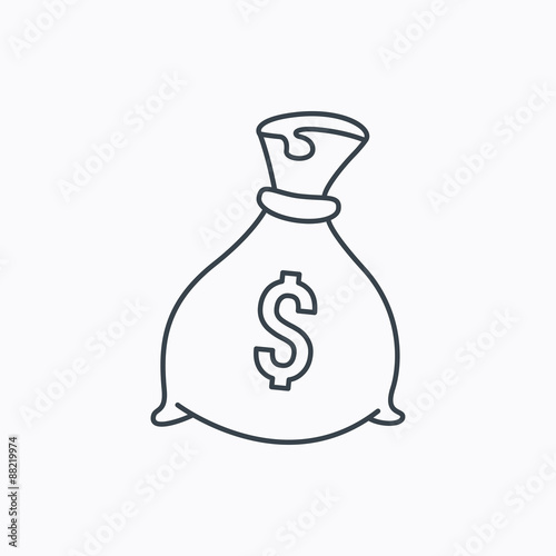 Sack with dollars icon. Money bag sign.