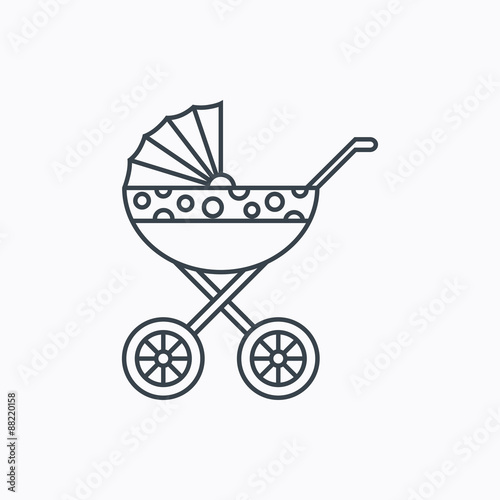 Pram icon. Newborn stroller sign.