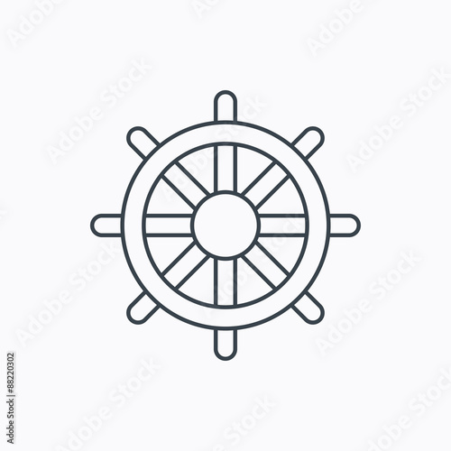 Ship steering wheel icon. Captain rudder sign.