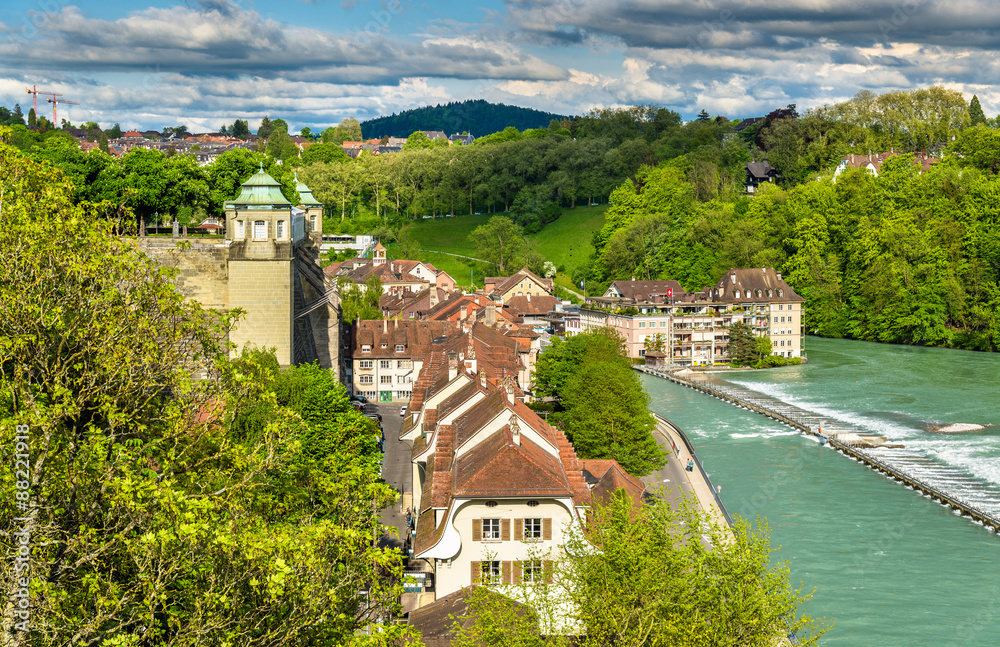 Riverside of the Aare river in Bern - Switzerland