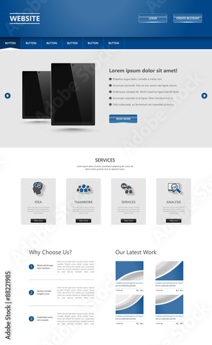One Page Website Template. Vector illustration.