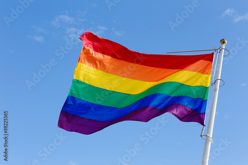 Rainbow flag in the wind Fototapeta