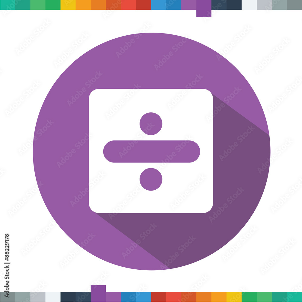 Flat dividing icon in a purple circle with a long shadow. Flat dividing icon in a purple circle with a long shadow.