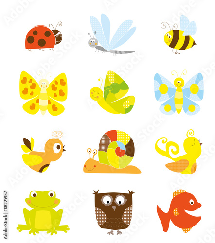 set of little nice creatures - collection for children