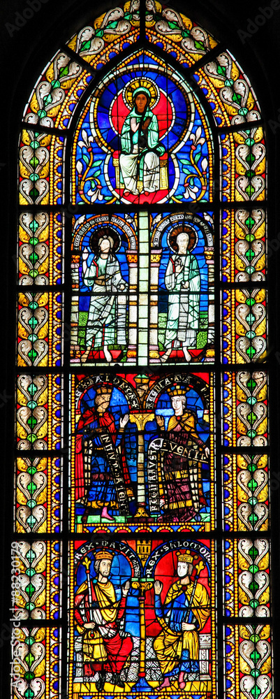 Stained Glass of King Solomon in Cathedral of Strasbourg