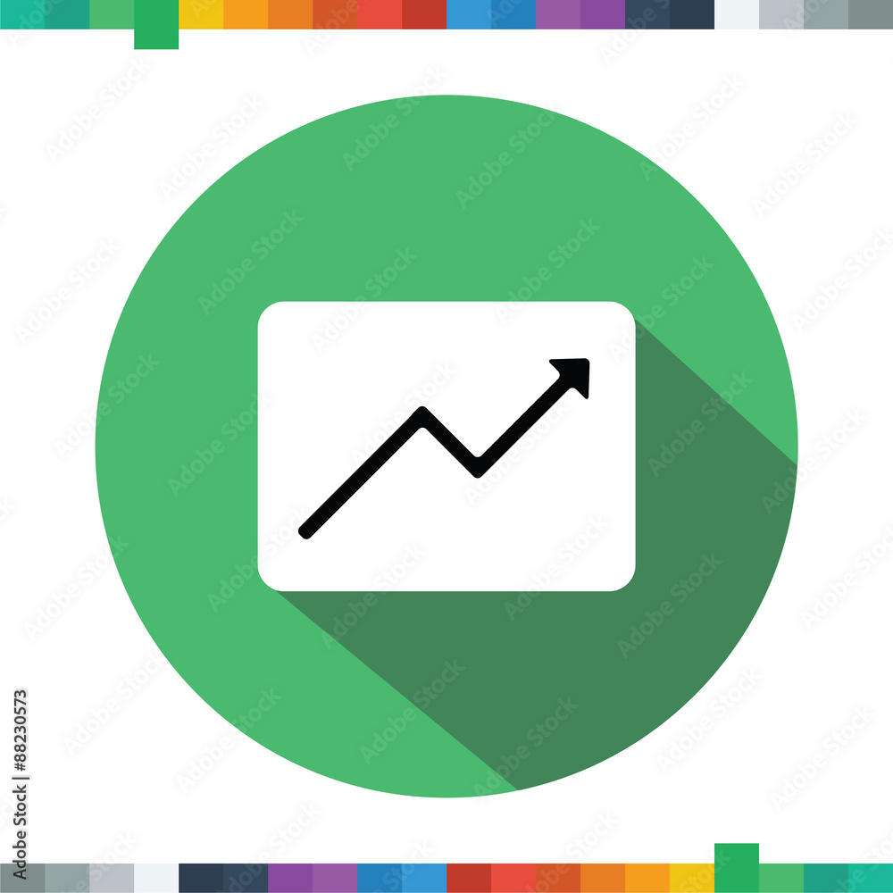 Infographic. Growing graph symbol. Flat chart icon in a green circle with a long shadow. Infographic. Growing graph symbol. Flat chart icon in a green circle with a long shadow.