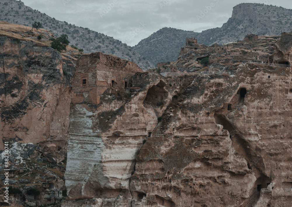 Remains of ancient bridge and buidlings in Hasankeyf, Turkey