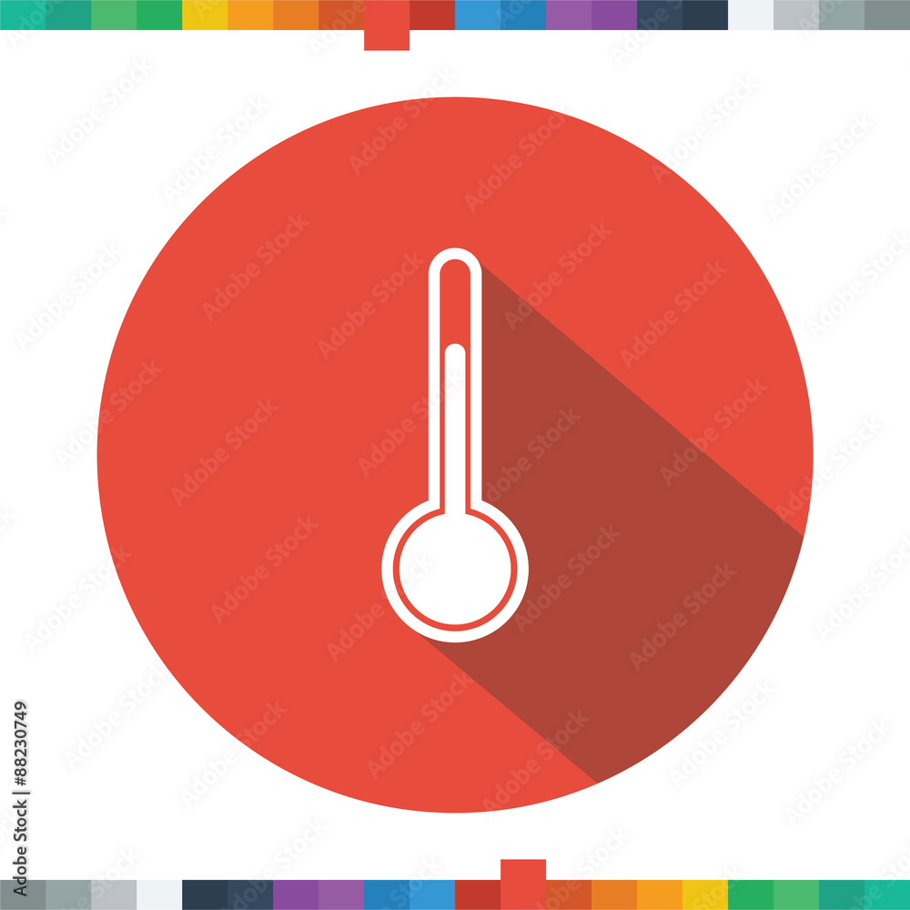 Flat thermometer icon in a cercle with a long shadow. Flat thermometer icon in a cercle with a long shadow.