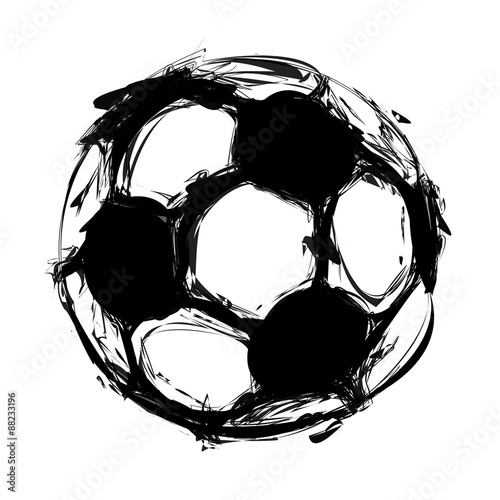 Canvas Print grunge soccer ball on white, easy all editable