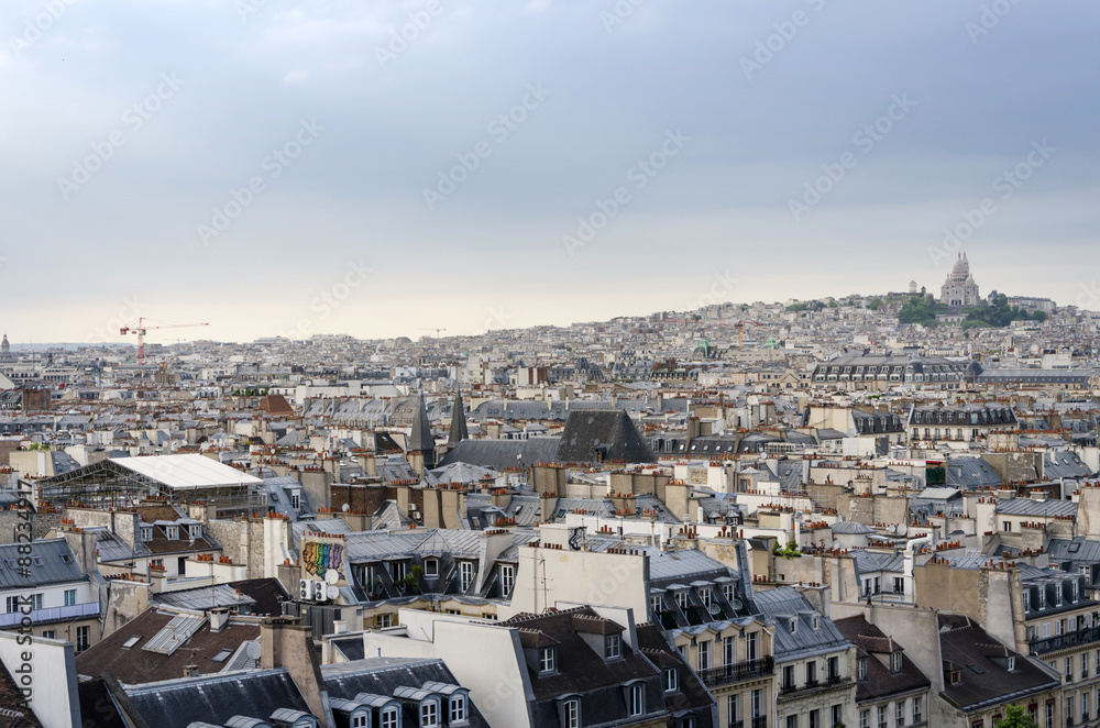 Montmartre skyline with Basilica Sacre Coeur in Paris