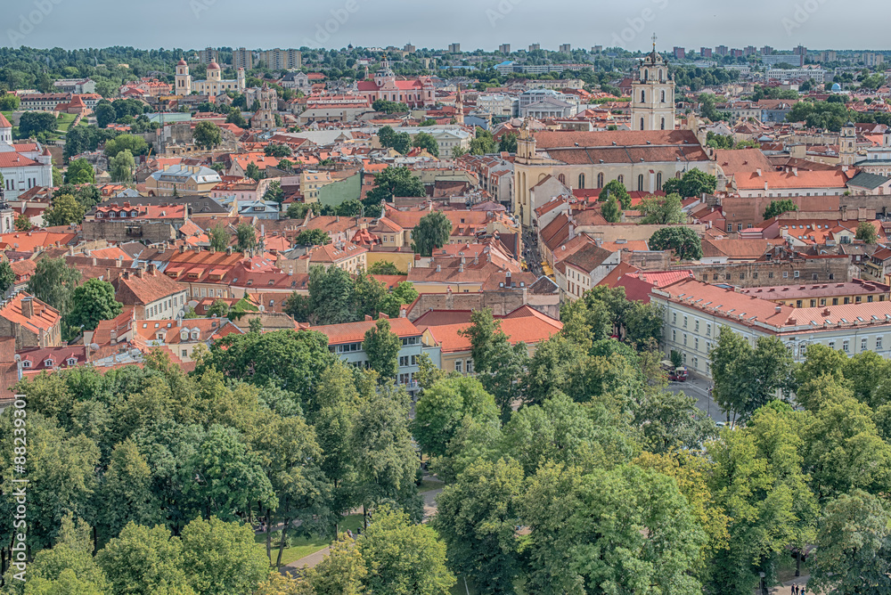 Aerial view of Old Town in Vilnius, capital city of Lithuania