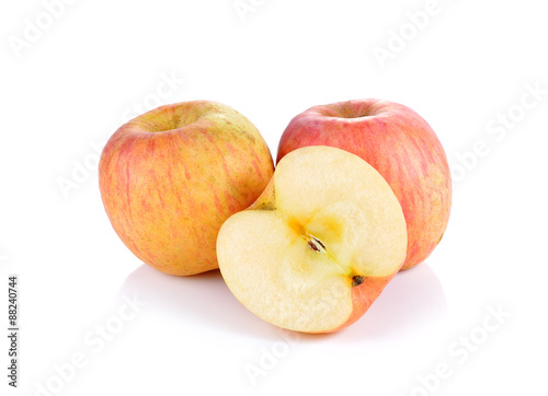 red apples fruit on white background