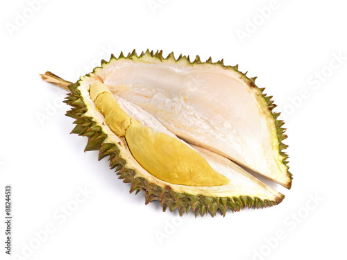 Durian king fruit isolated on white background.