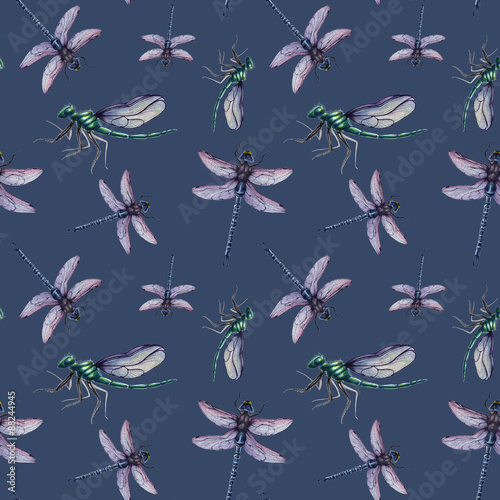 Watercolor dragonfly pattern