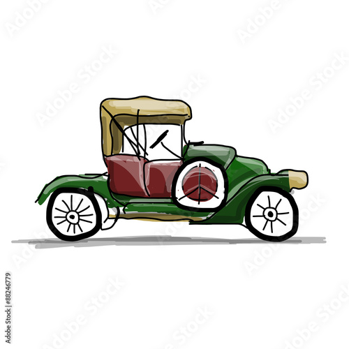 Retro car sketch for your design